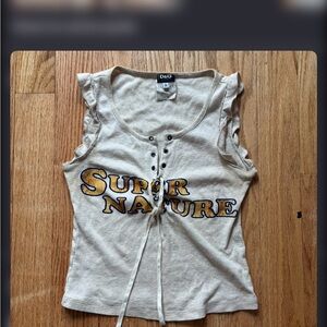 D&G Cream Tank Top with Yellow & Blue 'Super Nature' Graphic